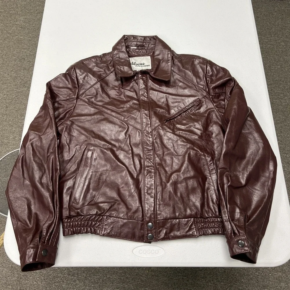 Wilsons Leather Bomber Jacket Mens 40 Burgundy Vintage Western 94530